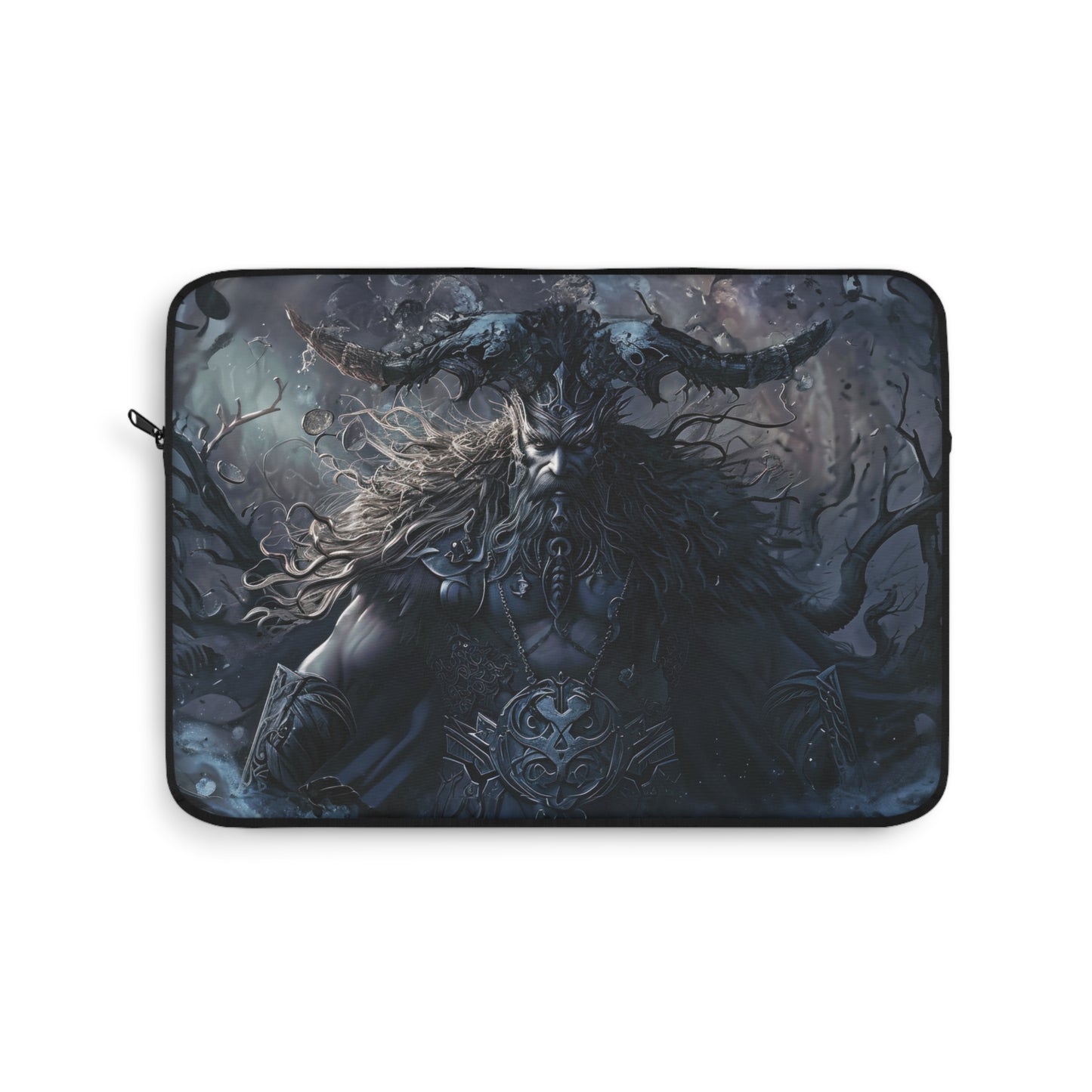 Majestic Norse God Odin with Horned Helmet and Flowing Hair Nordic Warrior - Laptop or Ipad Protective Sleeve 3 Sizes