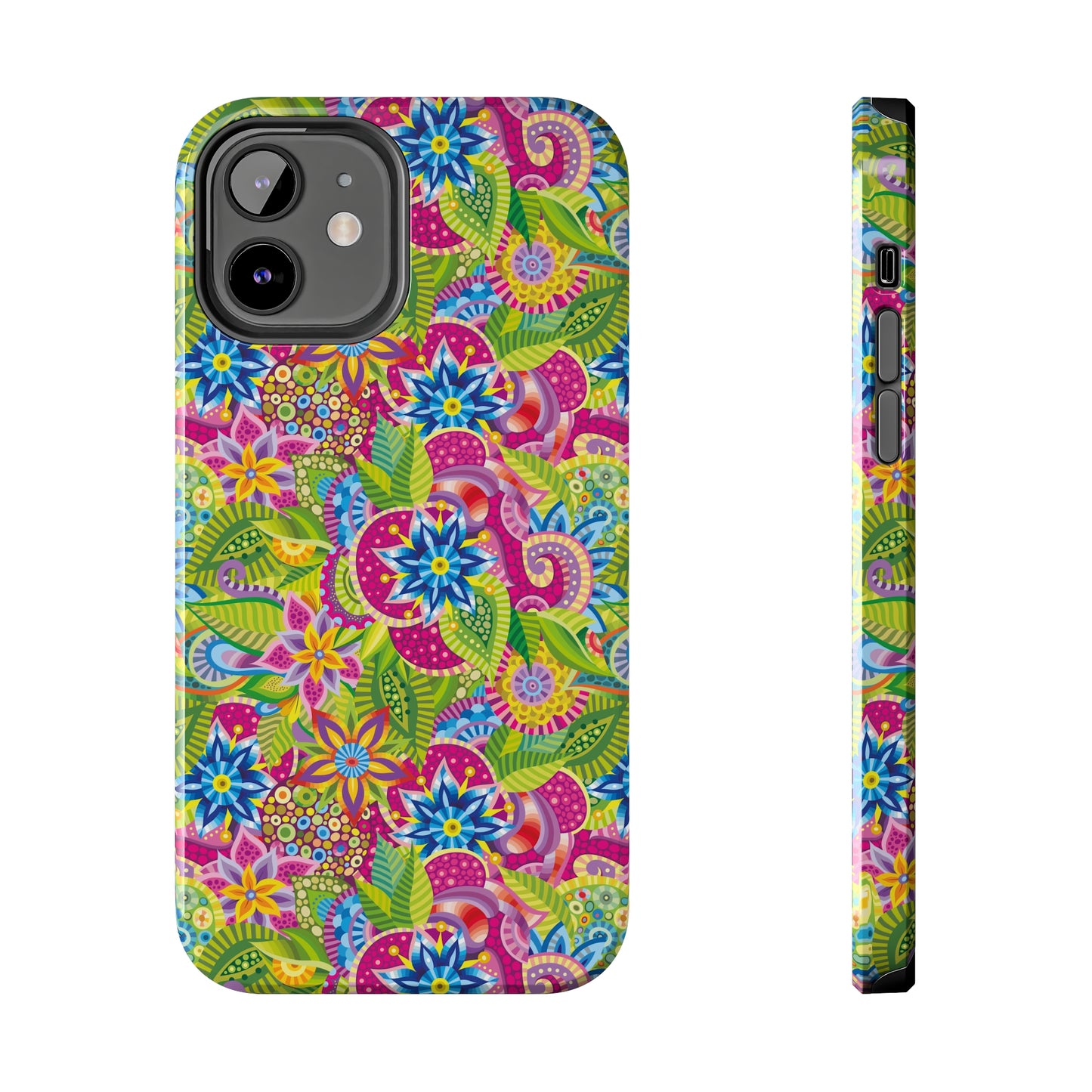 Vibrant Array of Abstract Flowers and Paisley in Rainbow Hues Iphone Tough Phone Case