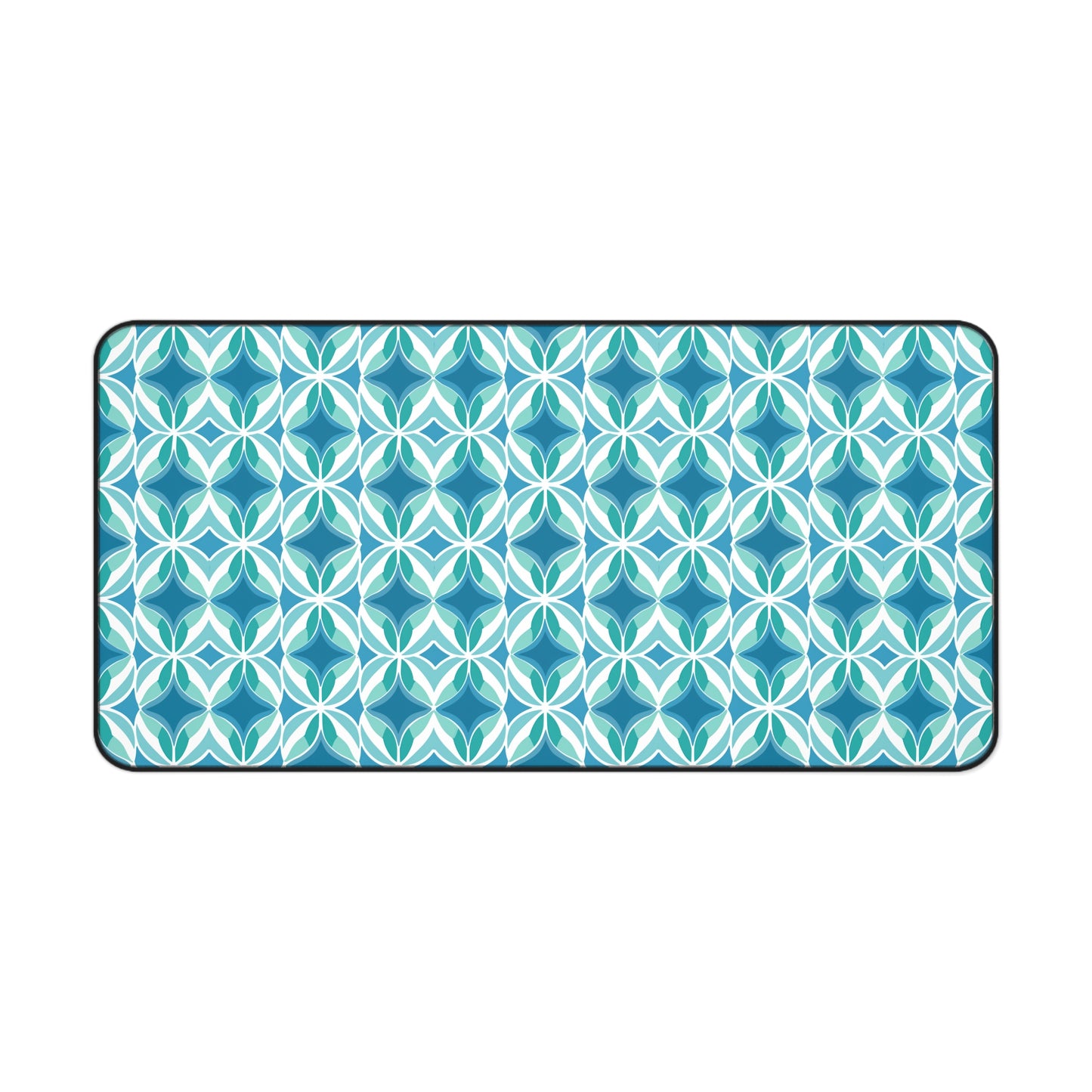 Retro Abstract Blue, Teal, and Aqua Pattern Extended Gaming Mouse Pad  Desk Mat  - 3 Sizes