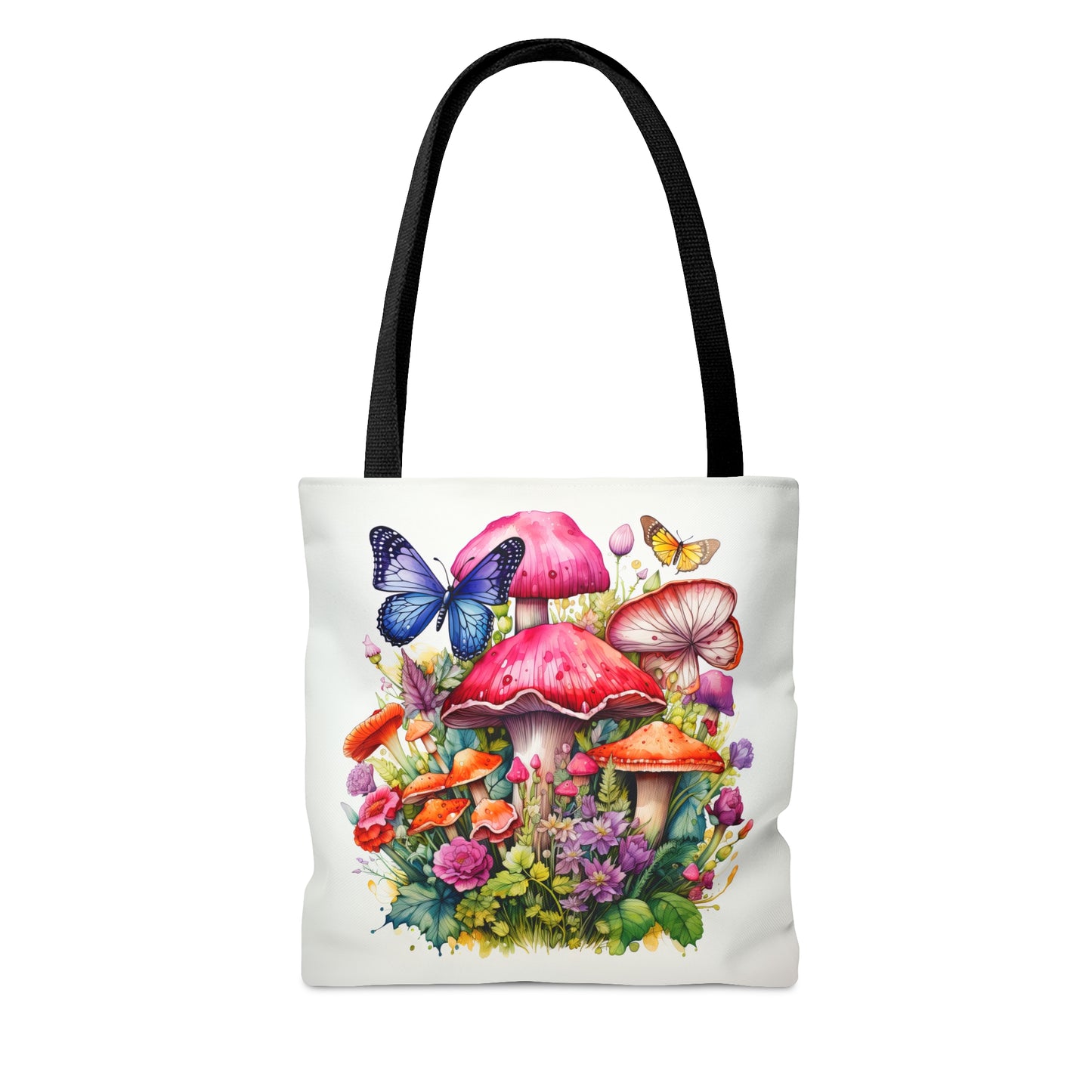 Magical Mushroom Oasis Where Flowers Bloom Amongst Butterflies  - Canvas Tote 3 Sizes