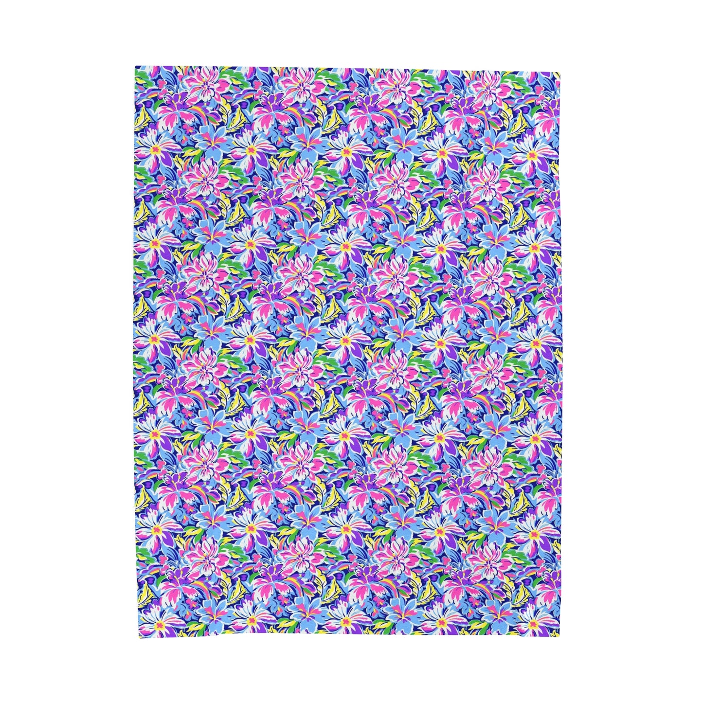 Tropical Burst: Vibrant Summer Flowers in Full Bloom Velveteen Plush Blanket 3 Sizes