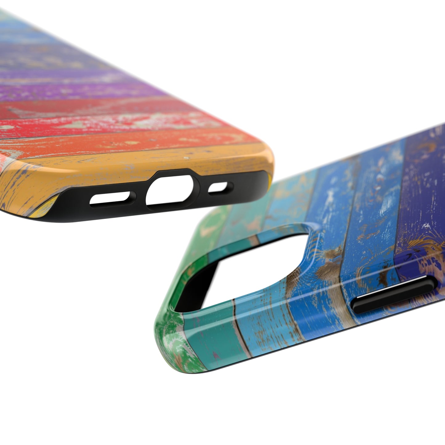 Rainbow Wood Planks Iphone Tough Phone Case