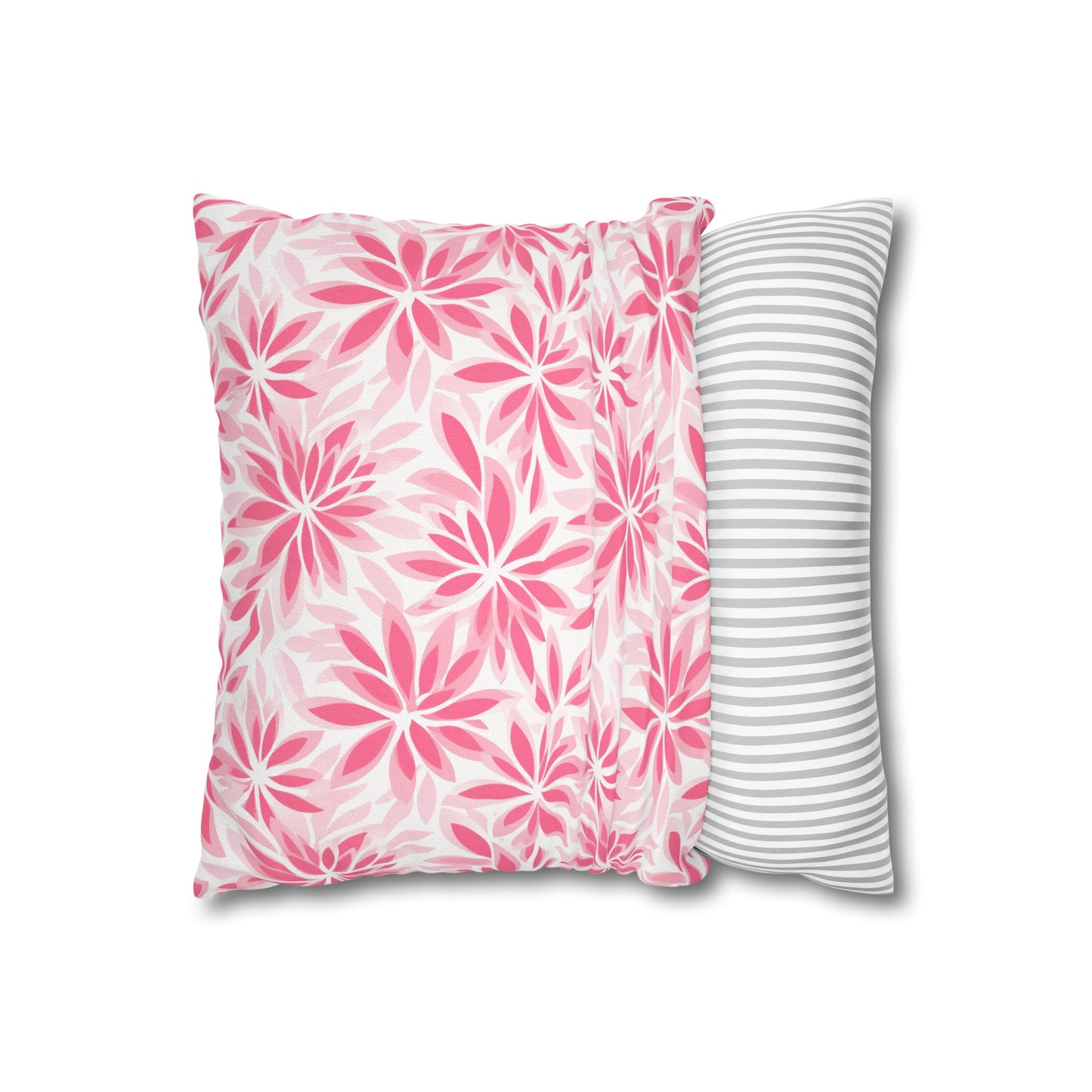 Blush Blooms Soft Pink Floral Pattern Spun Polyester Square Pillowcase 4 Sizes