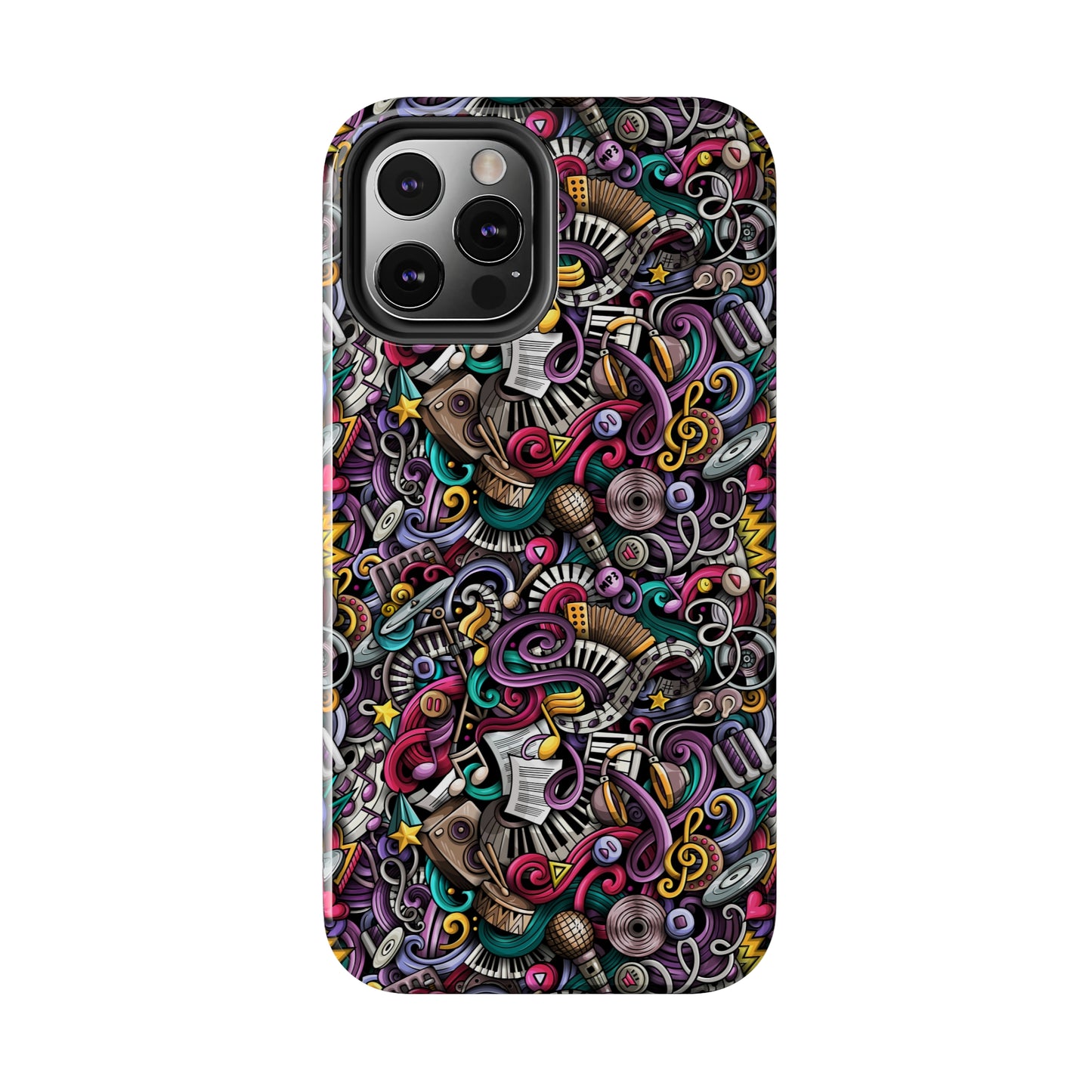 Musical Notes, Sheet Music, Swirls Cartoon Design Iphone Tough Phone Case