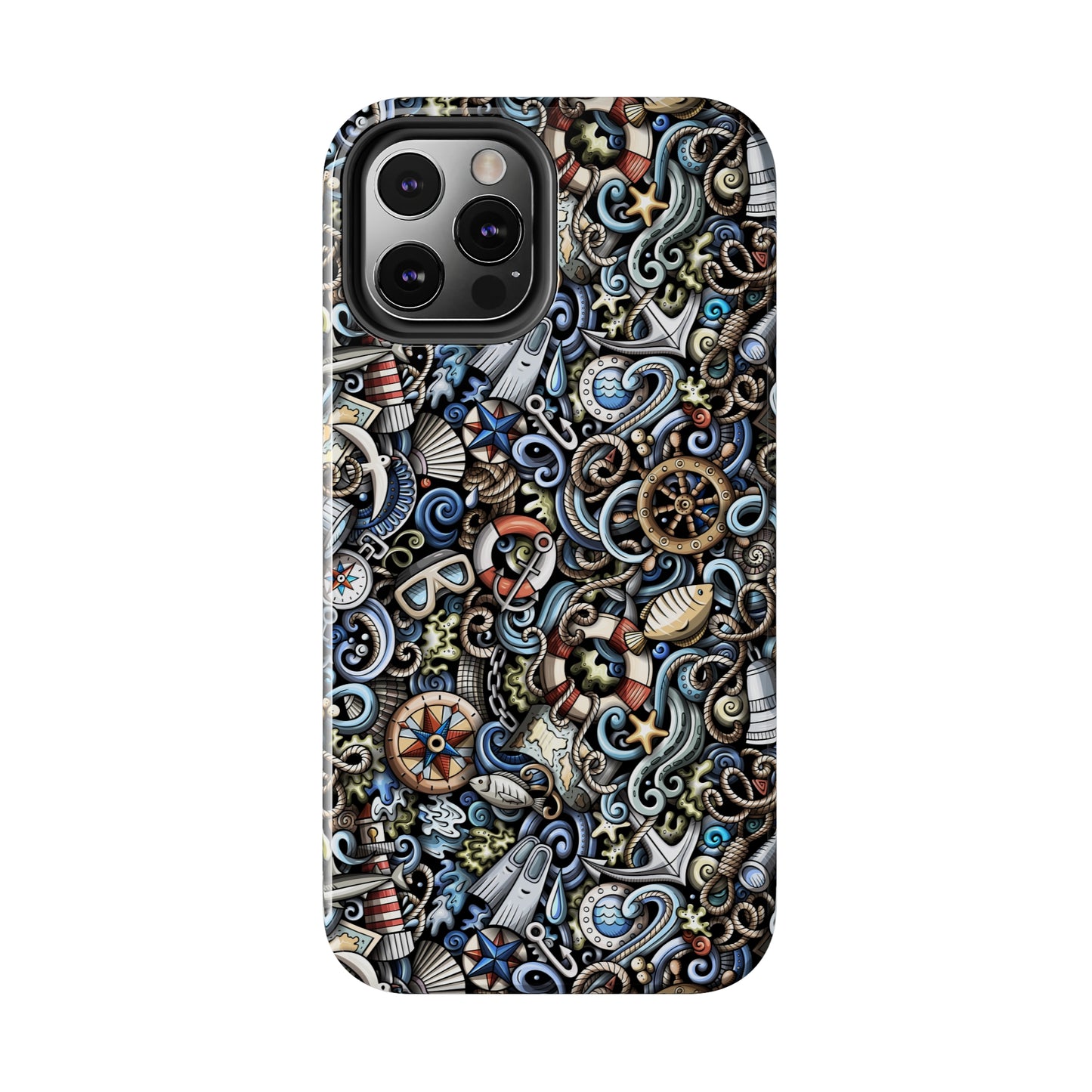 Nautical Ocean Navigation and Sealife Cartoon Design Iphone Tough Phone Case