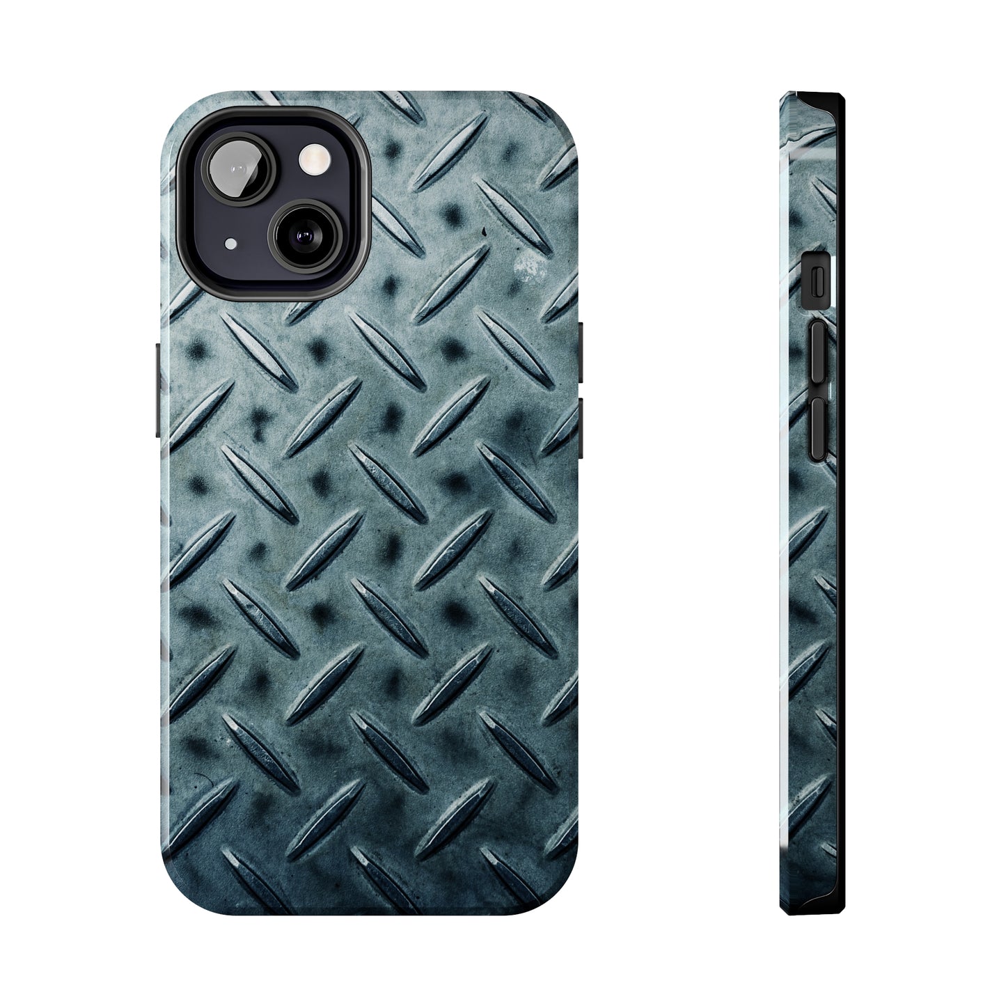 Blue Steel Diamond Plate Design Iphone Tough Phone Case