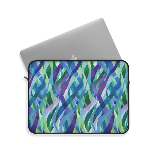 Vibrant Purple Blue and Green Ribbons Laptop or Ipad Protective Sleeve 3 Sizes Available