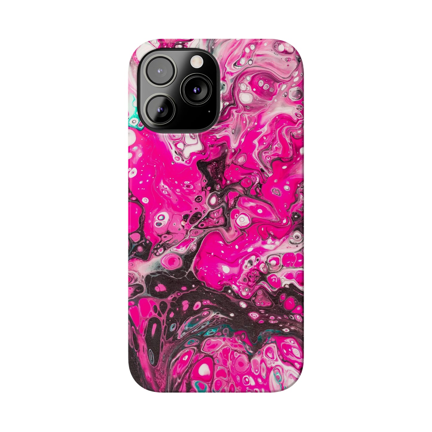 Pink, Black and White Alcohol Ink Design Iphone 15-12 Slim Phone Case