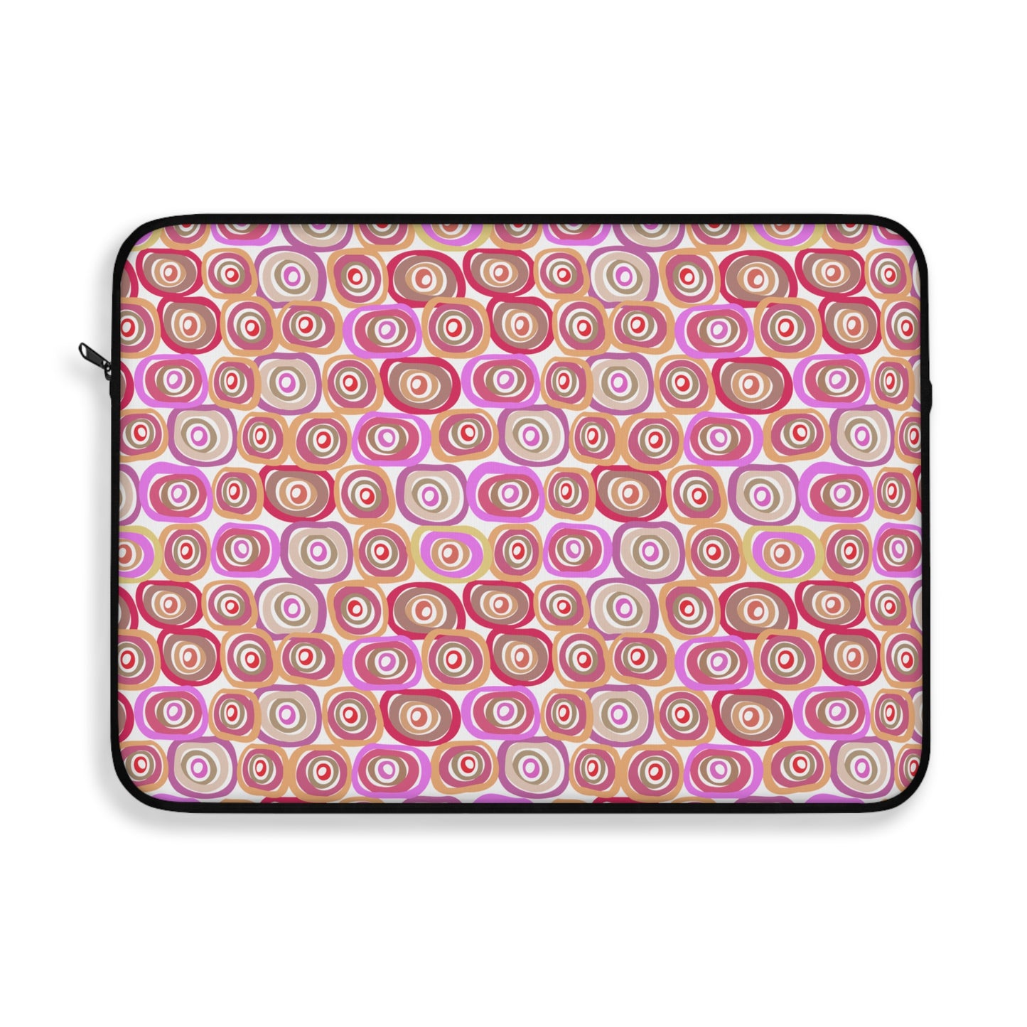 Modern Geometric Art Vibrant Pink, Orange and Tans Circles Pattern Laptop or Ipad Protective Sleeve 3 Sizes Available