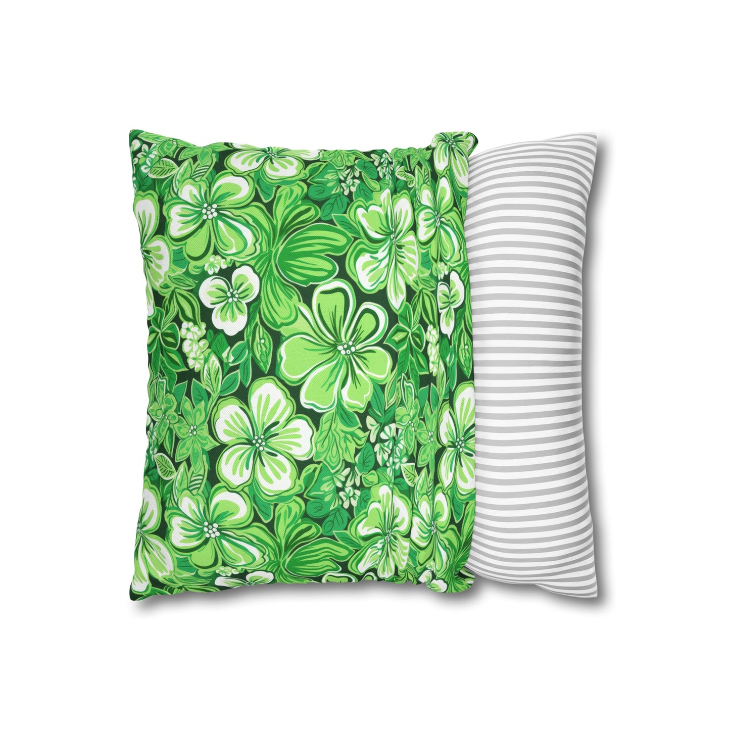 Emerald Essence: Floral Bloom Design in Green Hues Spun Polyester Square Pillowcase 4 Sizes