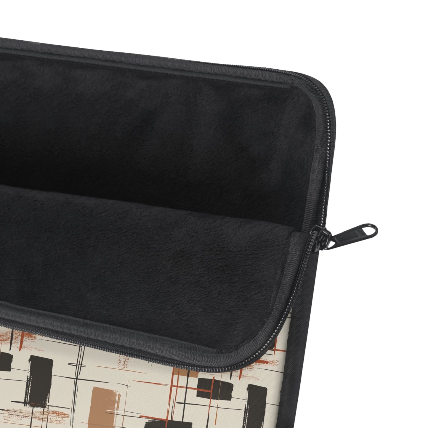 Modern Artistry in Bold and Minimalistic Pattern in a Palette of Black, Dark Orange, and Beige Laptop or Ipad Protective Sleeve 3 Sizes Available