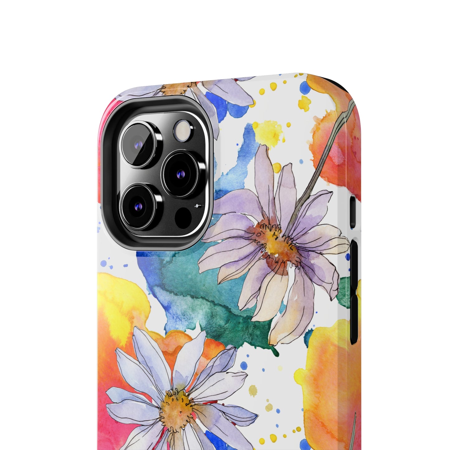 Large Colorful Watercolor Daisy Design Iphone Tough Phone Case