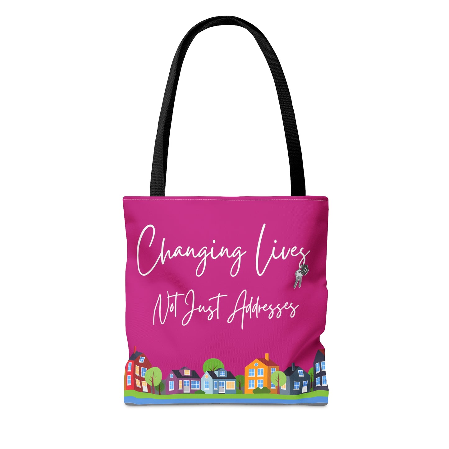 Changing Lives Not Just Addresses White Writing - Canvas Tote 3 Sizes