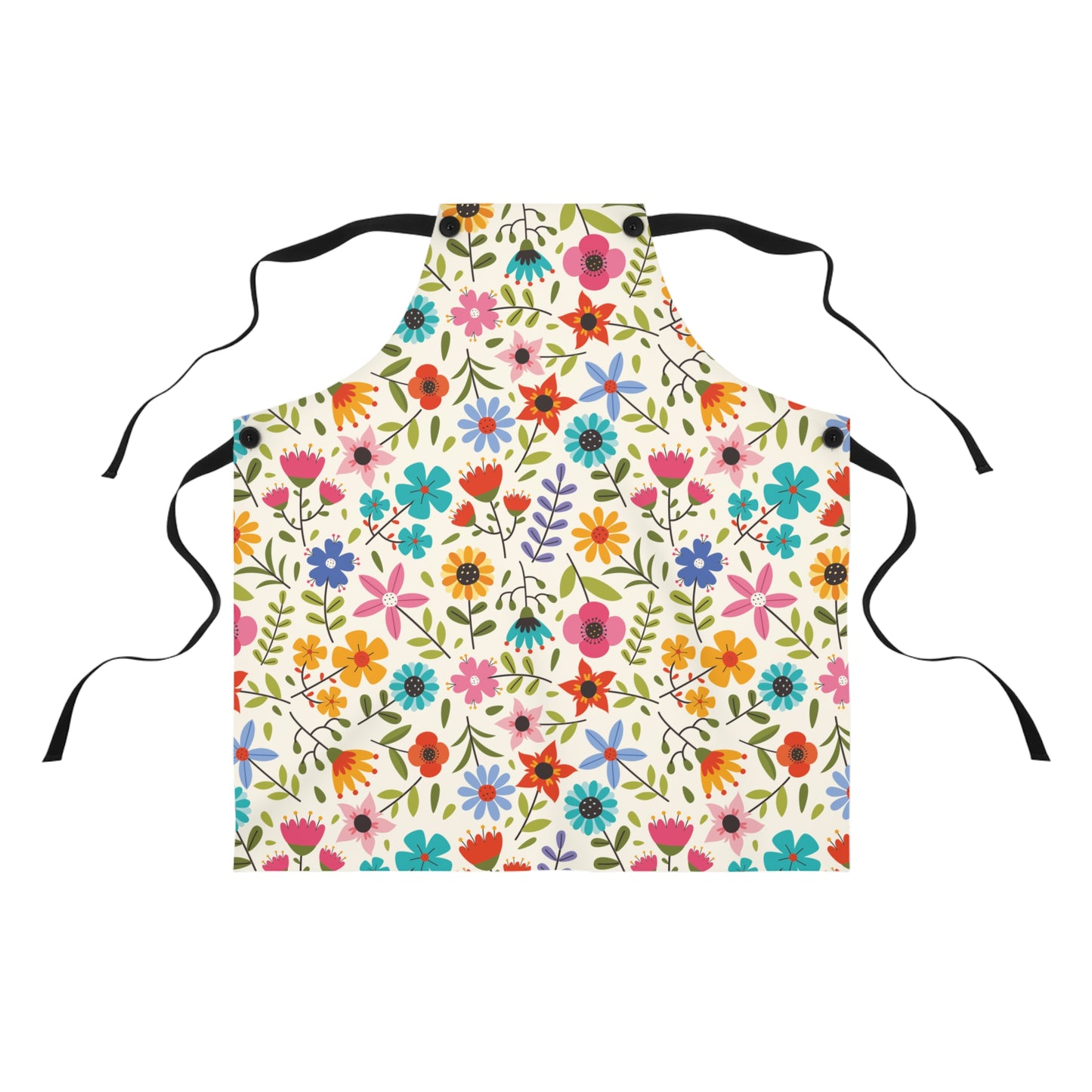 Bright Colored Springtime Flowers - Kitchen Chef Apron