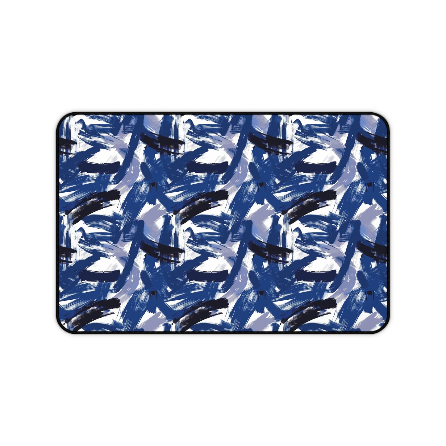 Midnight Frenzy Bold Abstract Brush Strokes in Shades of Deep Blue and White Gaming Mouse Pad  Desk Mat  - 3 Sizes