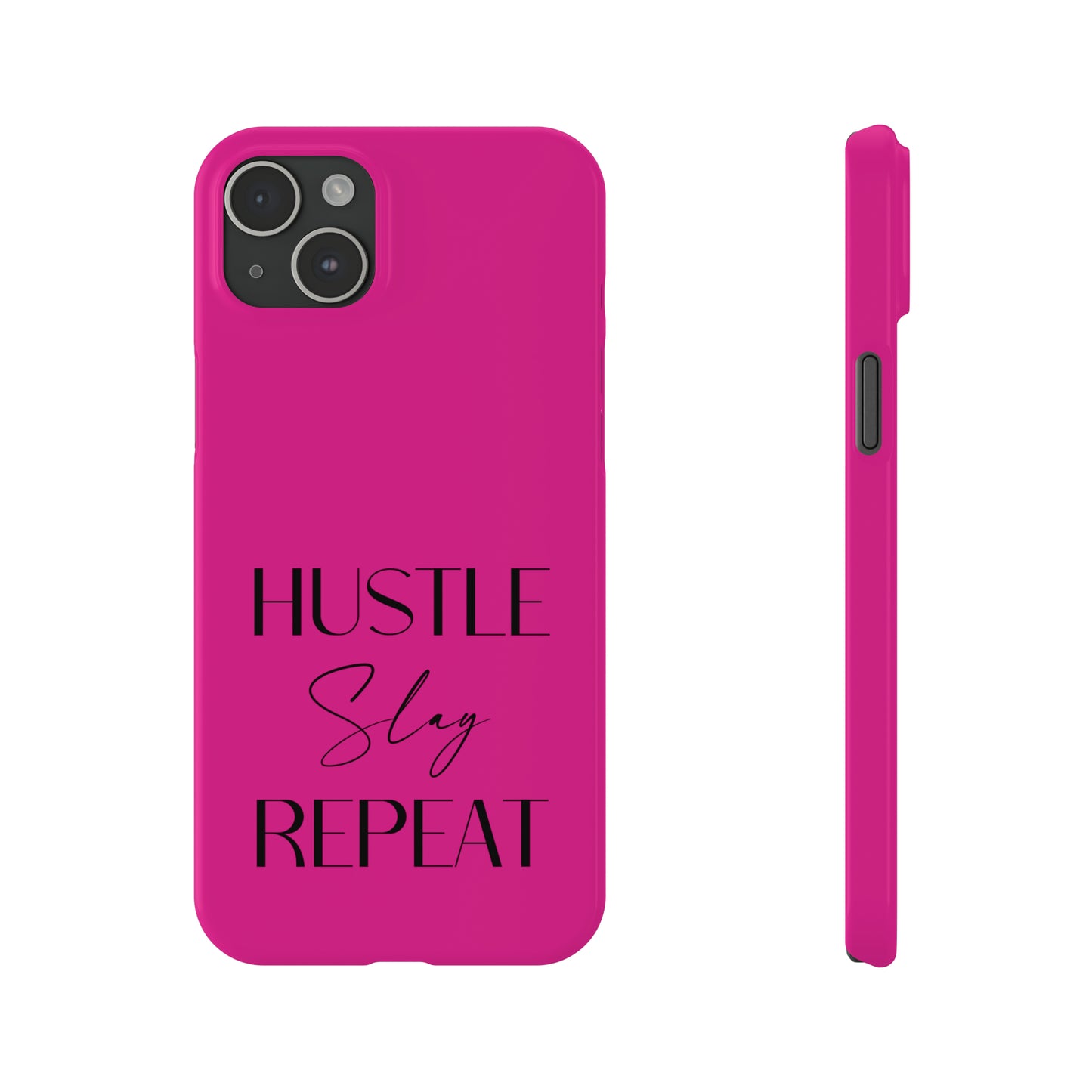 Pink & Black - Hustle Slay Repeat Iphone 15-12 Slim Phone Case