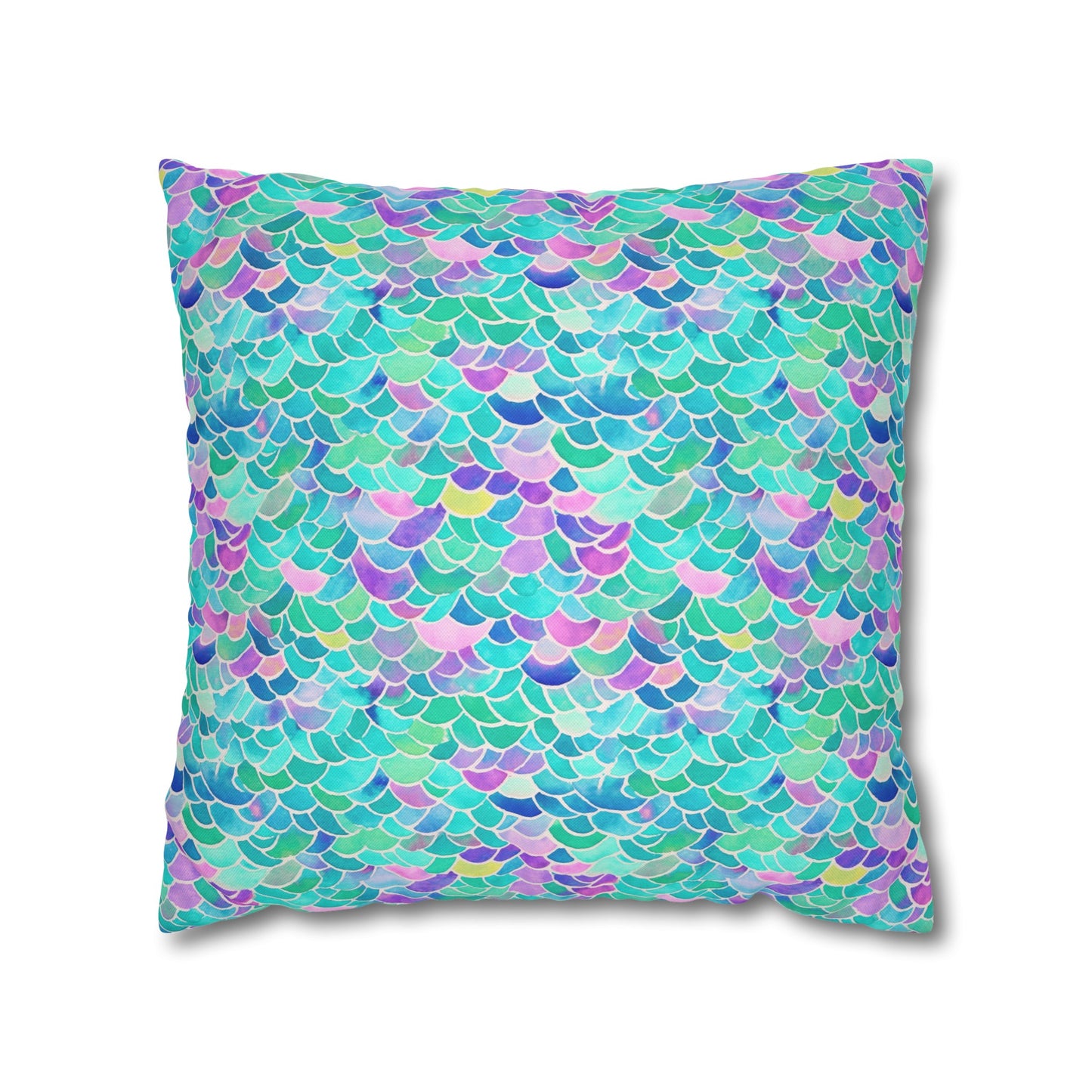 Pastel Seas: Mermaid Tail in Enchanting Pastel Hues Spun Polyester Square Pillowcase 4 Sizes