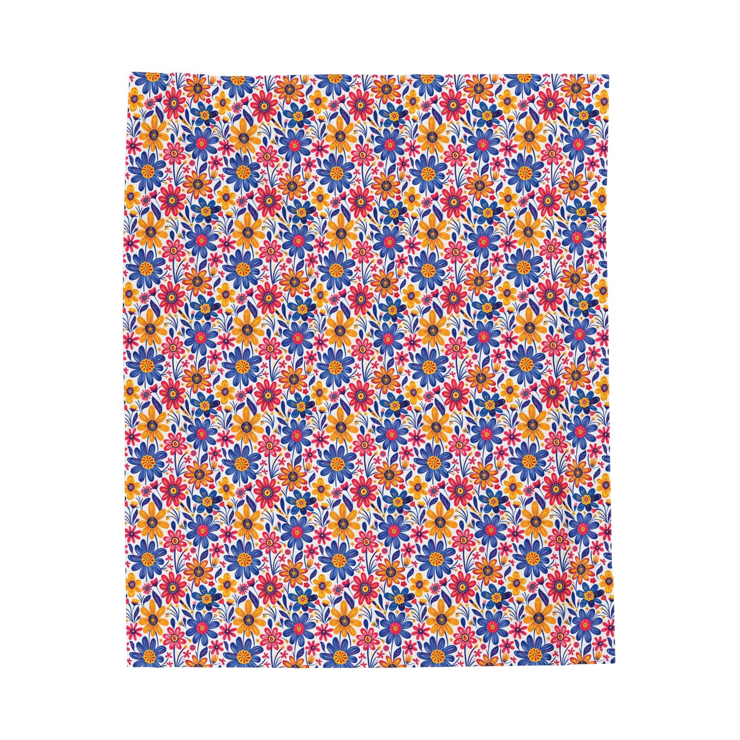 Vivid Blossom Bouquet: Large Hand-Drawn Spring Flowers Bursting with Vibrant Colors Velveteen Plush Blanket 3 Sizes