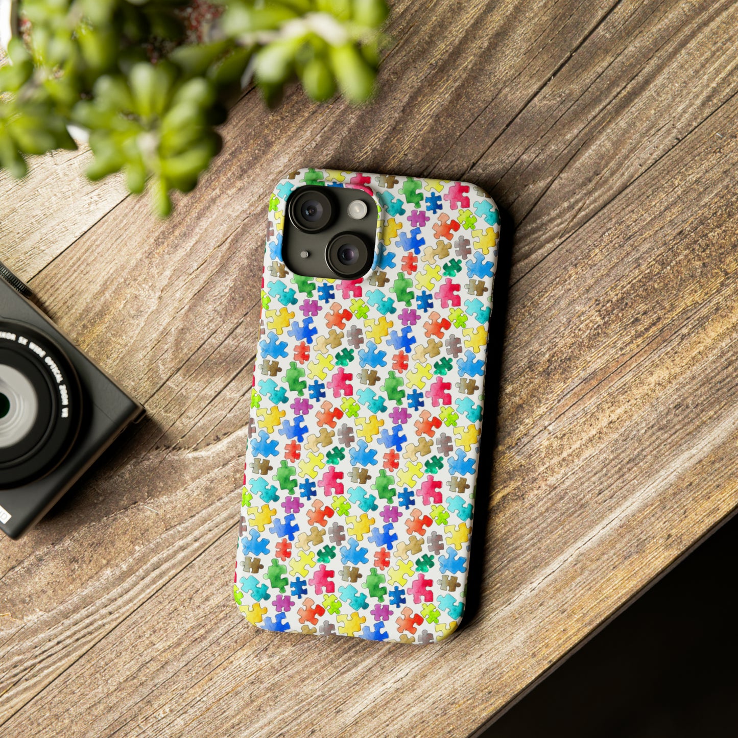 Rainbow Puzzle Pieces Iphone 15-12 Slim Phone Case