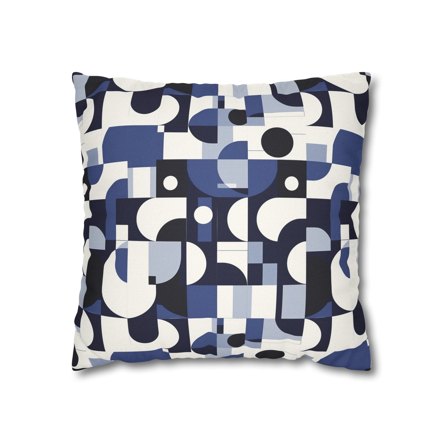 Navy Blue and White Mid-Century Modern Design Spun Polyester Square Pillowcase 4 Sizes