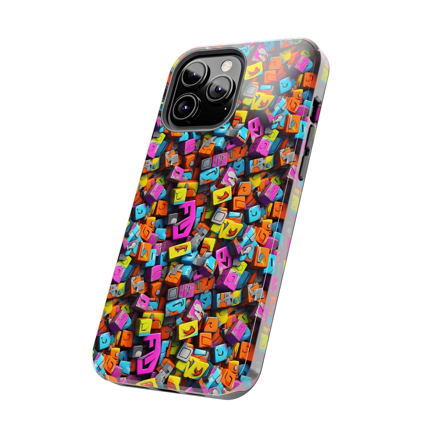 3D Abstract Colorful Block Design Iphone Tough Phone Case