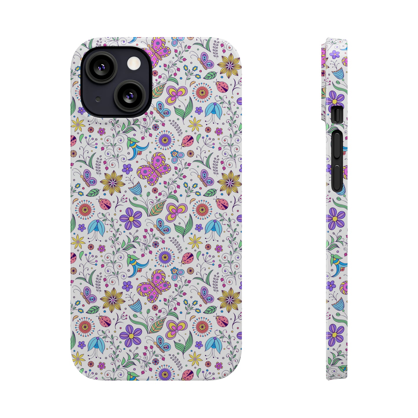 Butterflies and Flowers Iphone 15-12 Slim Phone Case