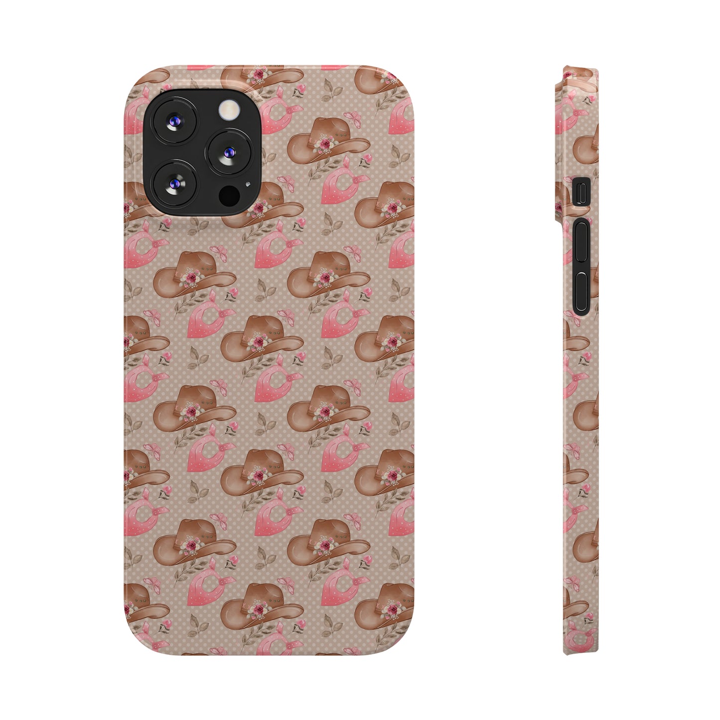 Western Cowgirl Hat with Flowers Iphone 15-12 Slim Phone Case