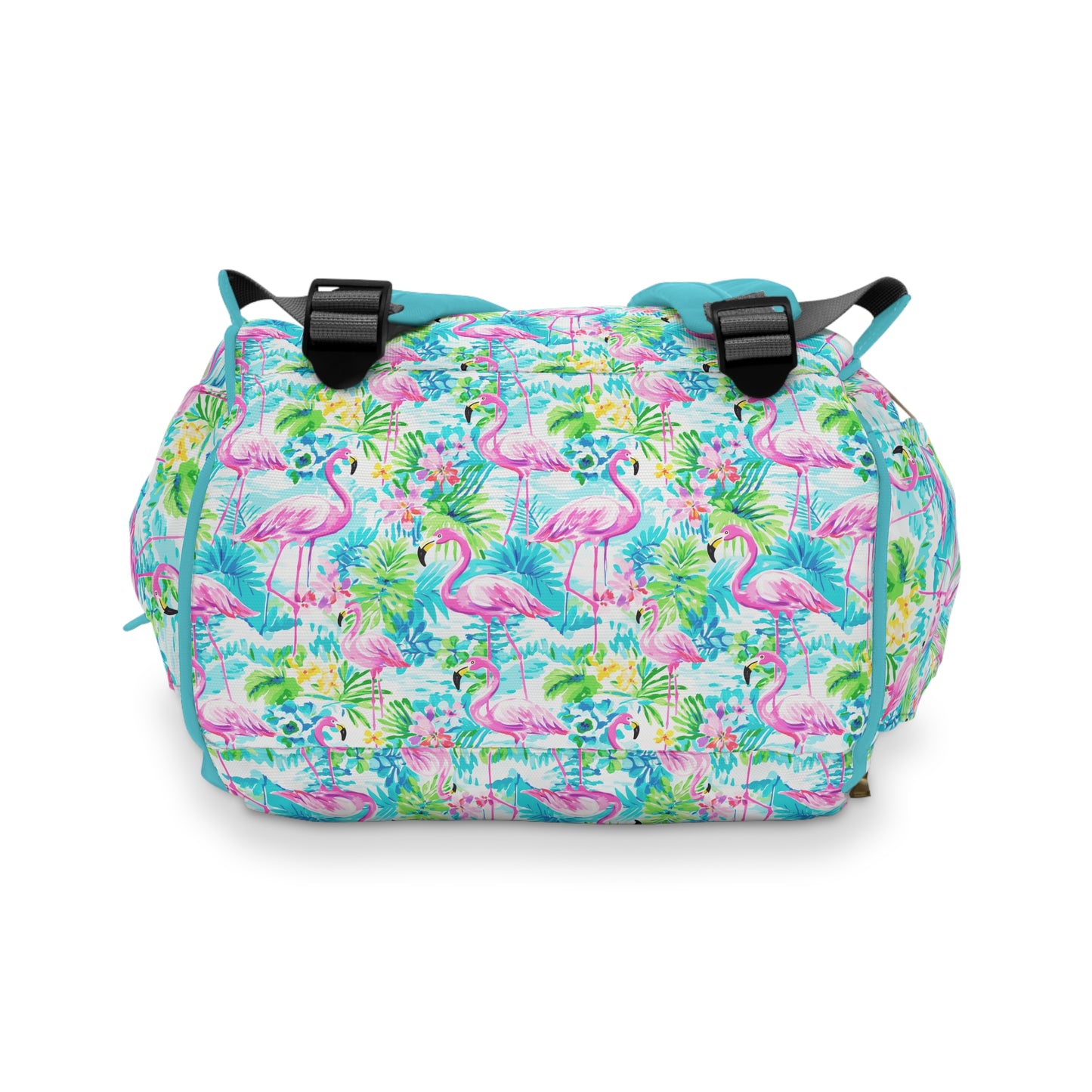 Tropical Flamingo Haven: Surrounded by Flowers and Palm Trees Multifunctional Diaper Backpack