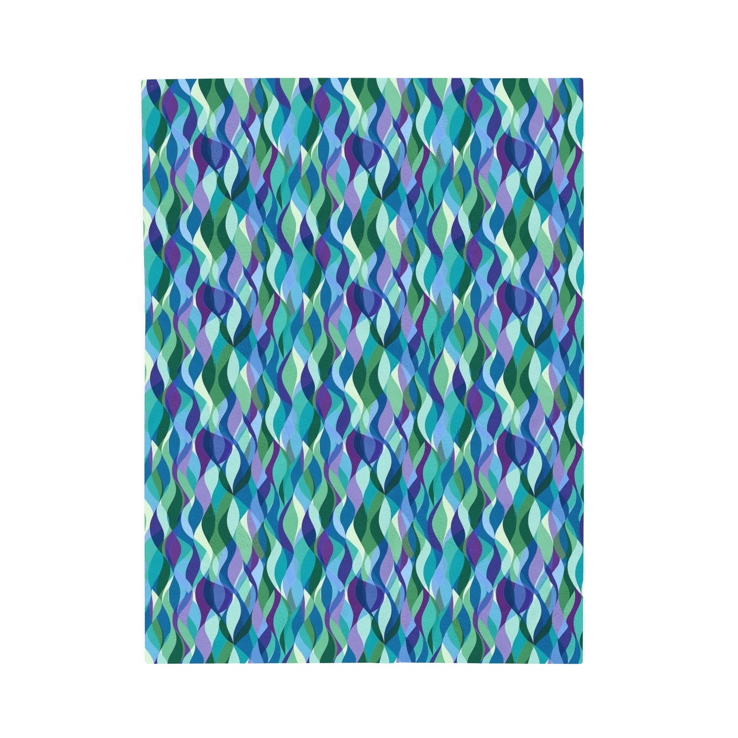 Modern Mosaic Art Ocean Waves of Blue and Green Velveteen Plush Blanket 3 Sizes