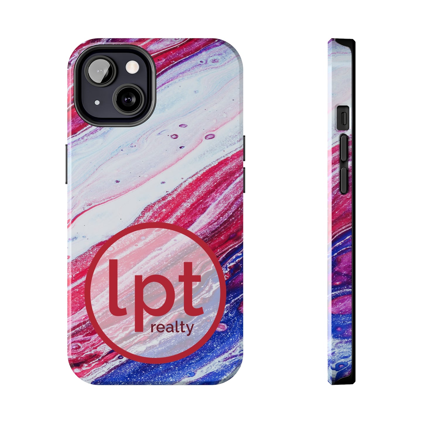 LPT Realty Logo -  Red White and Blue Alcohol Ink Design Iphone Tough Phone Case