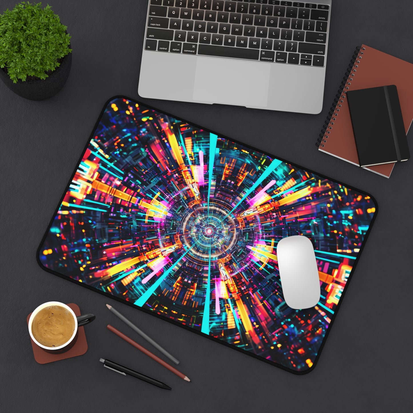 Vortex Gateway in Neon Tunnel of Light and Energy Extended Gaming Mouse Pad  Desk Mat  - 3 Sizes