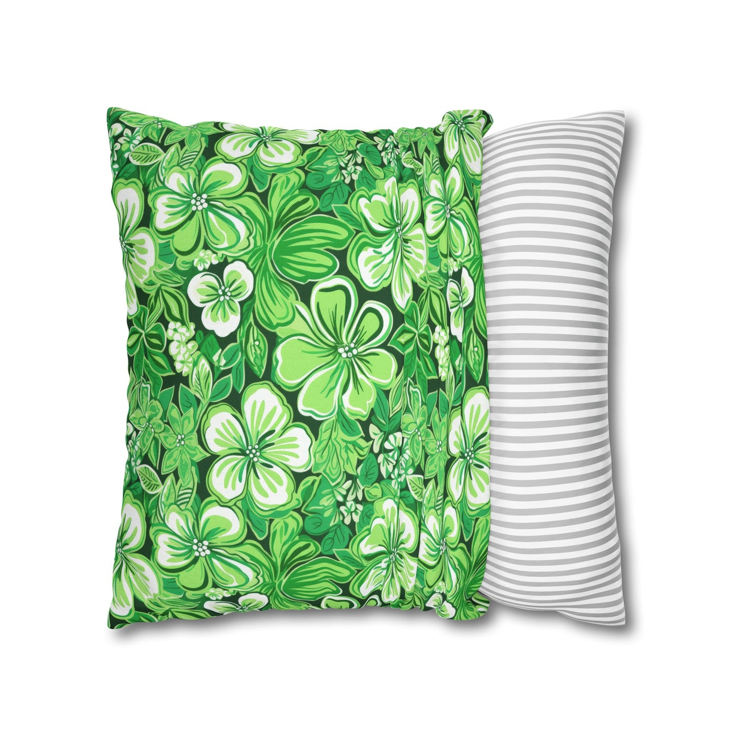 Emerald Essence: Floral Bloom Design in Green Hues Spun Polyester Square Pillowcase 4 Sizes