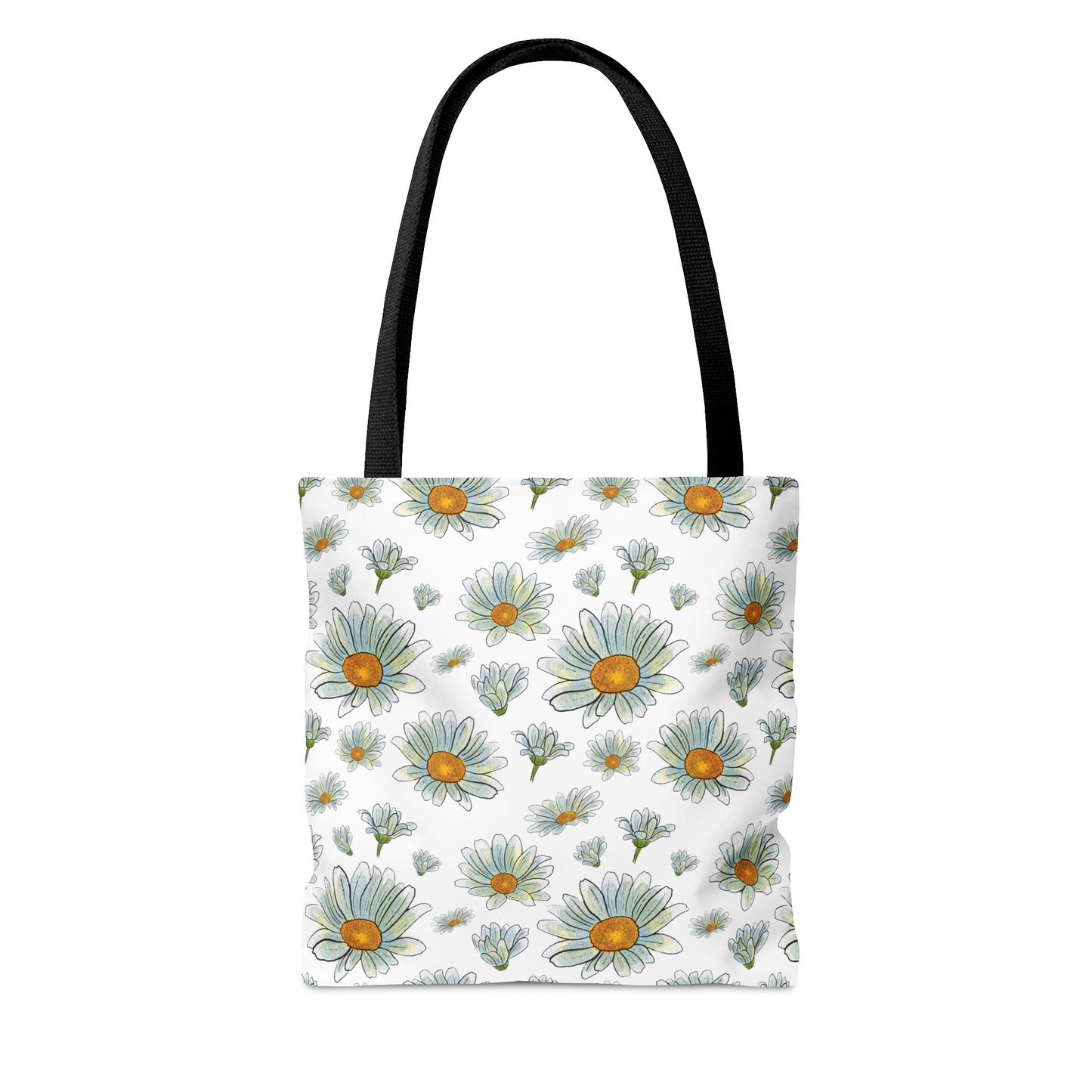 Large Watercolor Summer Daisies Blooming Against a White Background  - Canvas Tote 3 Sizes