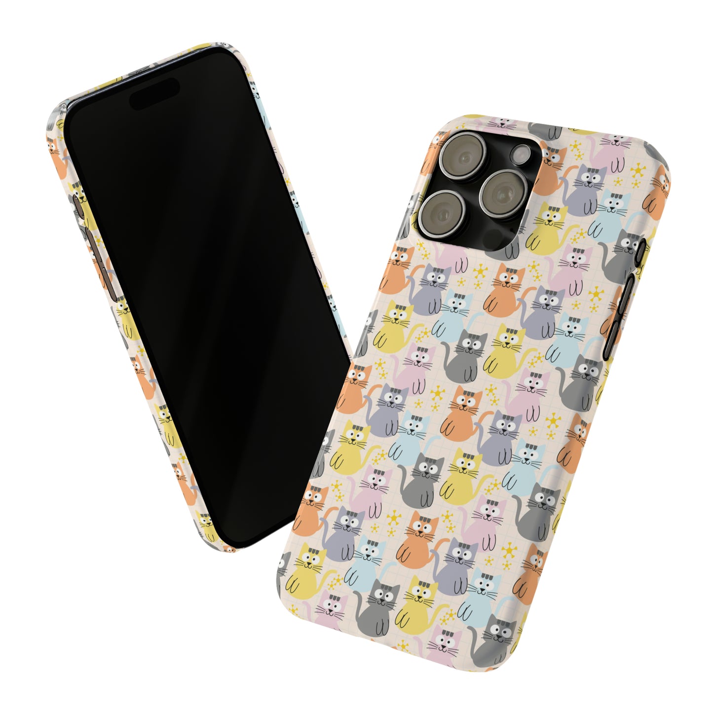 Adorable Cartoon Kitties: Pastel-Colored and Overflowing with Cuteness Iphone 15-12 Slim Phone Case