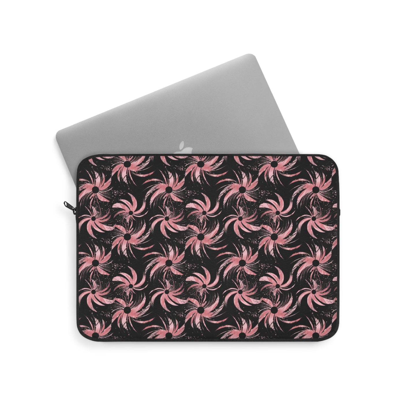 Stellar Blooms of Cosmic Pink on Midnight Black Design Laptop or Ipad Protective Sleeve 3 Sizes Available