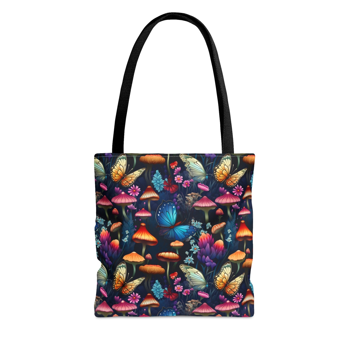 Mystical Butterflies and Mushroom Nighttime Garden - Canvas Tote 3 Sizes