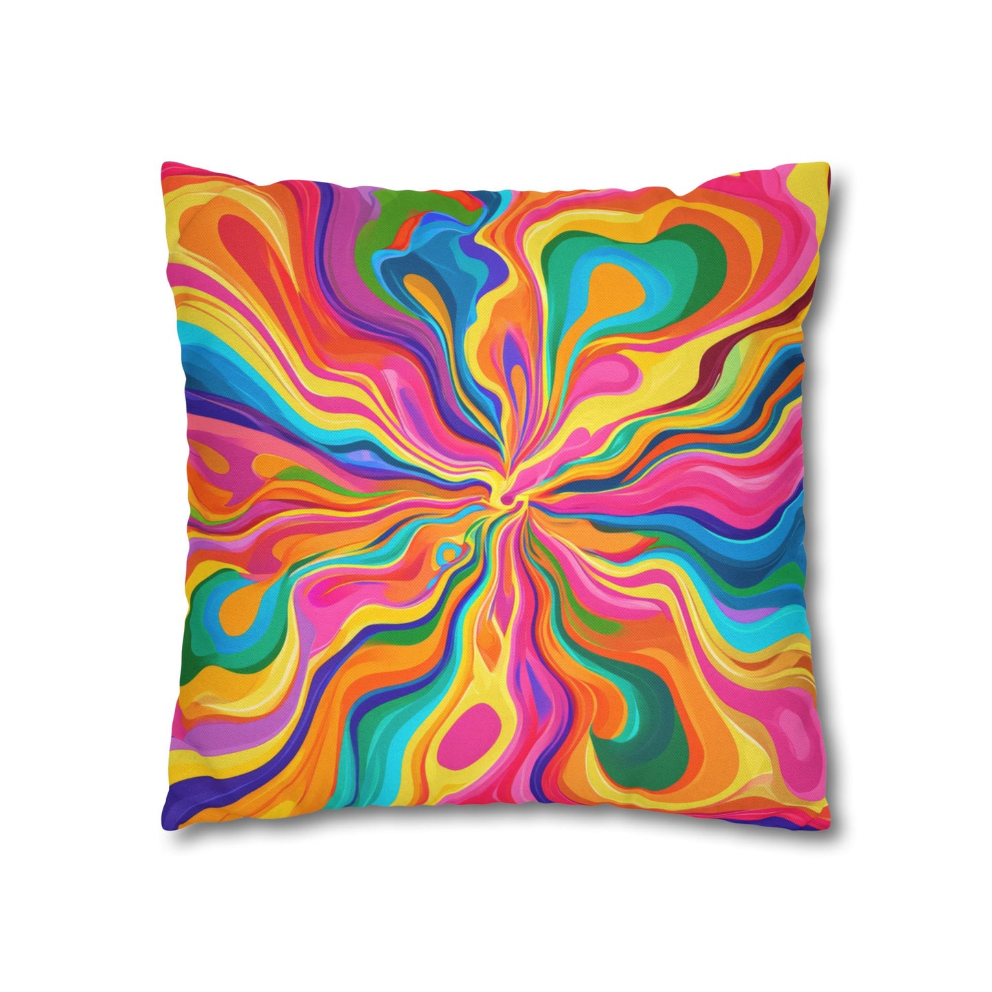 Color Rainbow Fusion Swirl Spun Polyester Square Pillowcase 4 Sizes