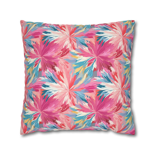 Whispering Sunset: Muted Pinks, Blues, and Gold Watercolor Flowers Spun Polyester Square Pillowcase 4 Sizes