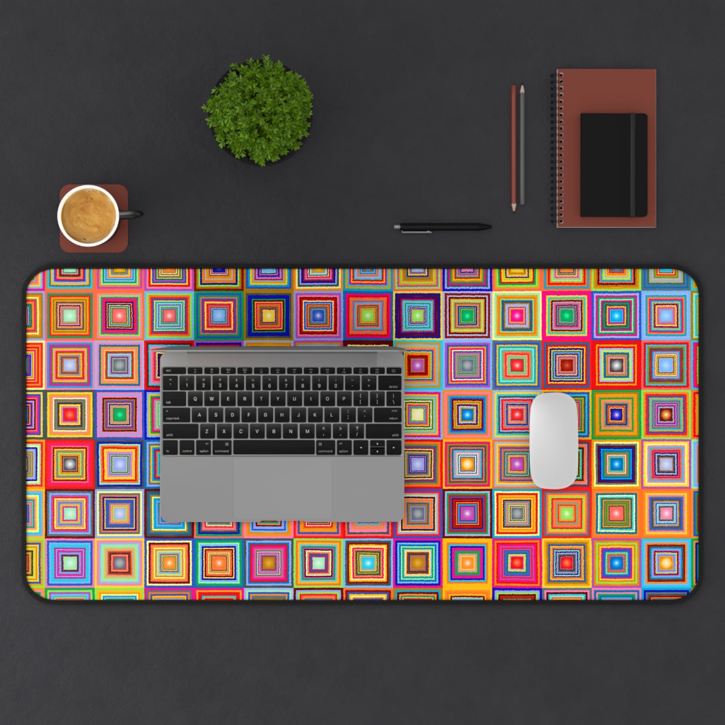 Retro Colored Squares - Desk Mat Extended Gaming Mouse Pad 3 Sizes