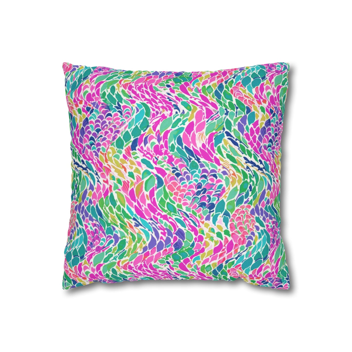 Enchanted Waves: Rainbow Mermaid Dancing in the Sea Spun Polyester Square Pillowcase 4 Sizes