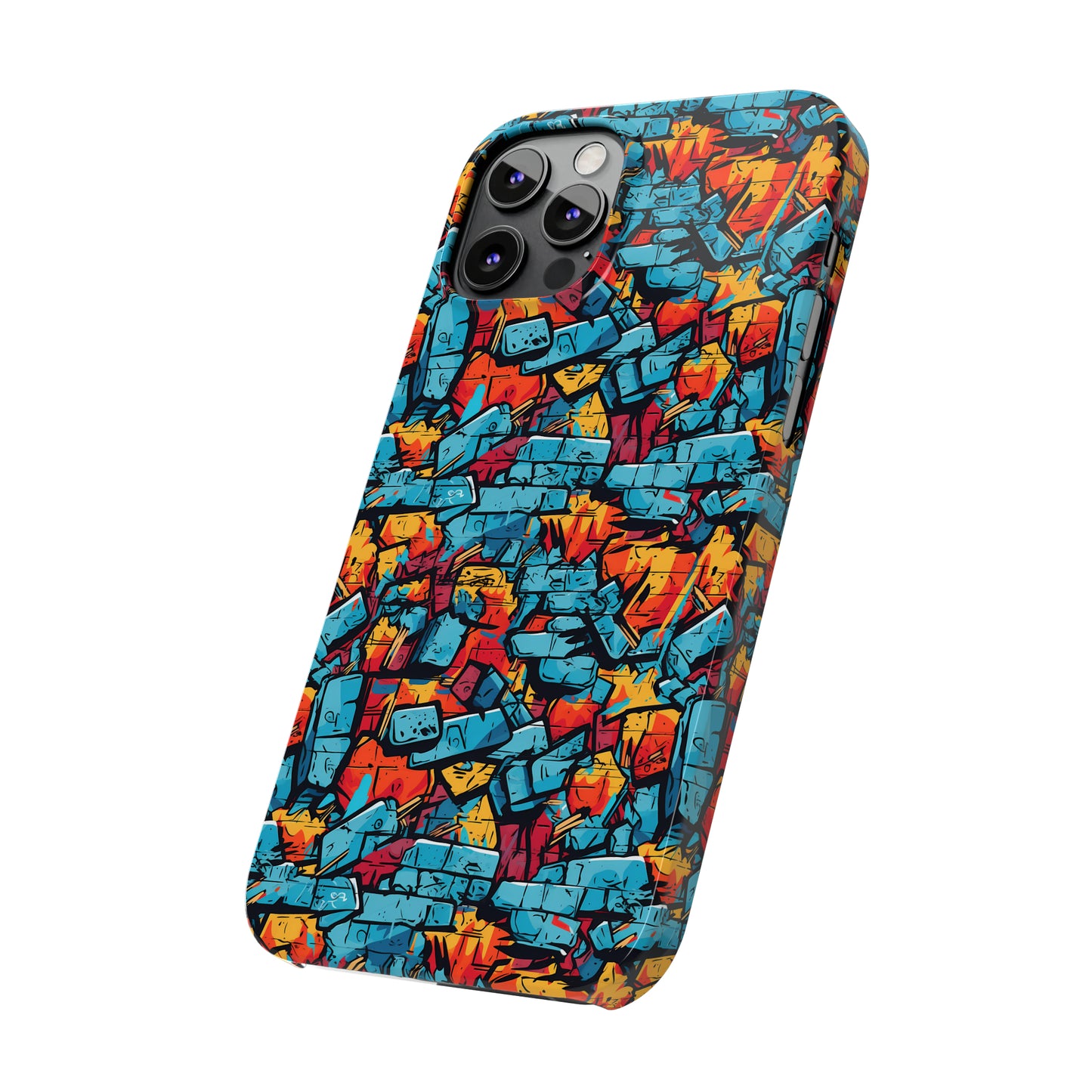 3D Brick Wall Graffiti Design Iphone 15-12 Slim Phone Case