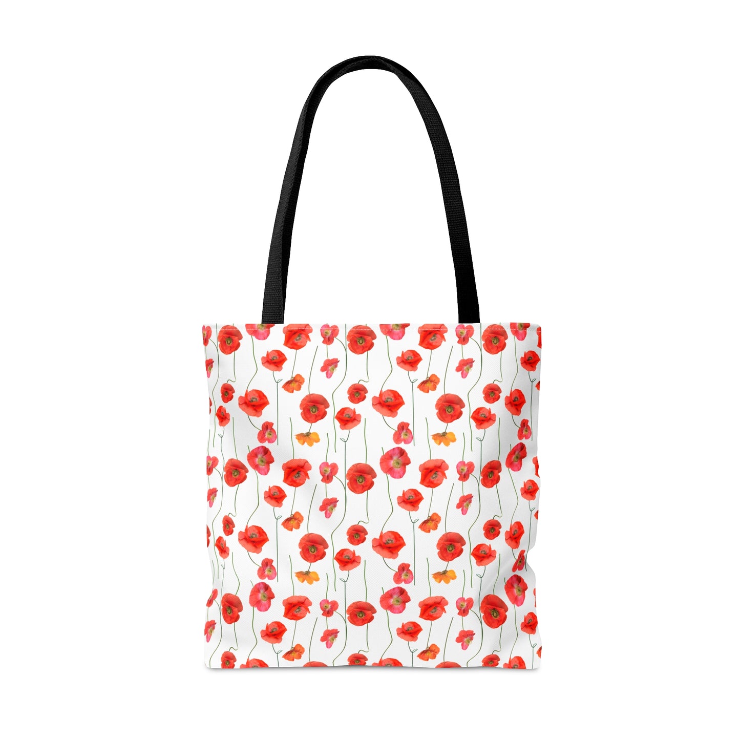 Vivid Elegance: Bright Red Poppies on a White Background - Canvas Tote 3 Sizes