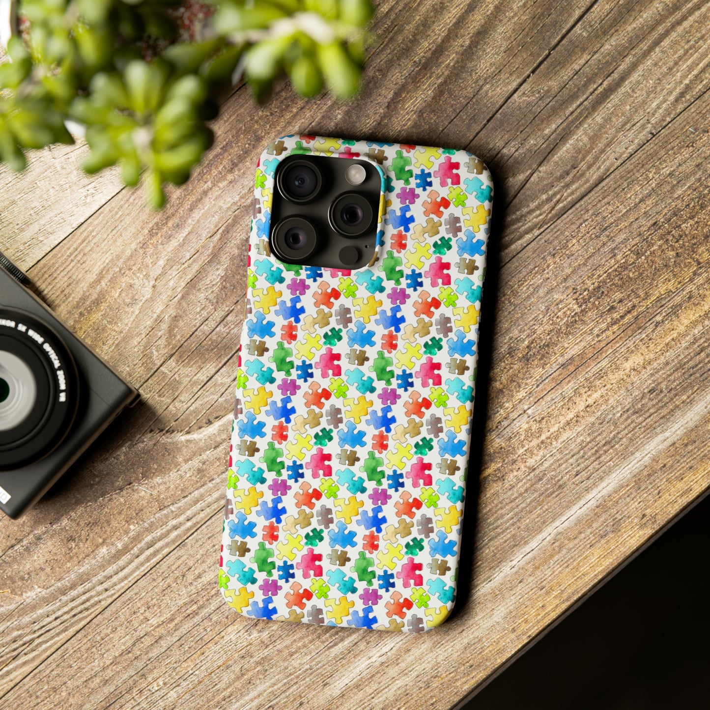 Rainbow Puzzle Pieces Iphone 15-12 Slim Phone Case