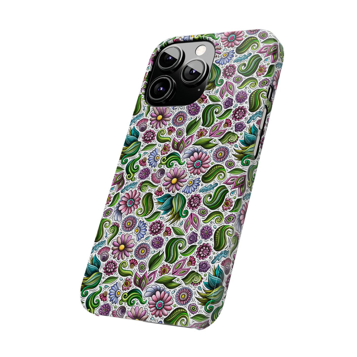 Purple & Pink Daisy Floral Print Iphone 15-12 Slim Phone Case