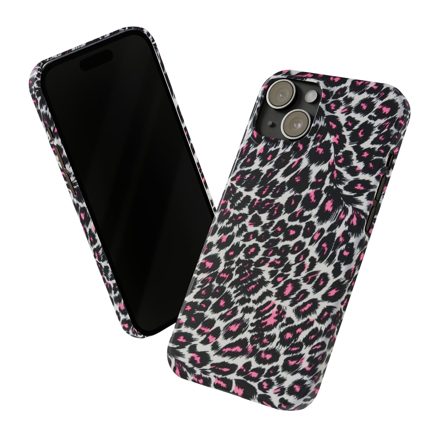 Fierce Femininity Pink and Black Leopard Print Iphone 15-12 Slim Phone Case