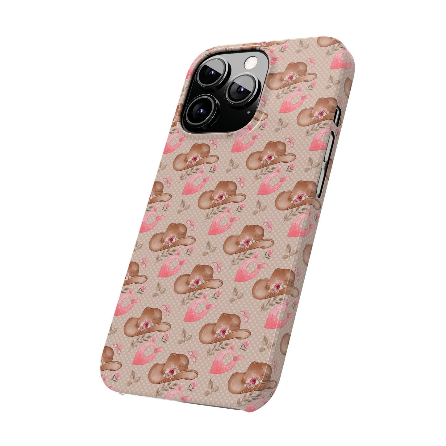 Western Cowgirl Hat with Flowers Iphone 15-12 Slim Phone Case