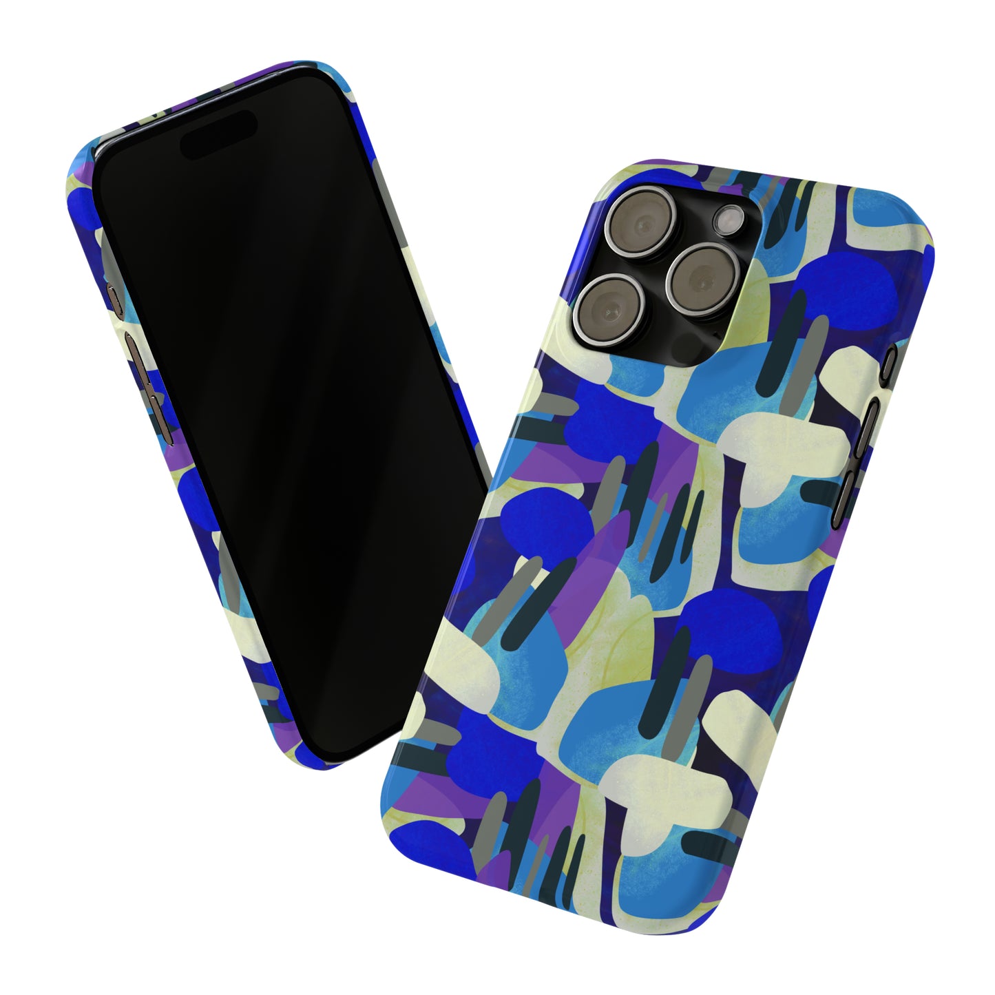 Blue, Purple and Green Abstract Design Iphone 15-12 Slim Phone Case