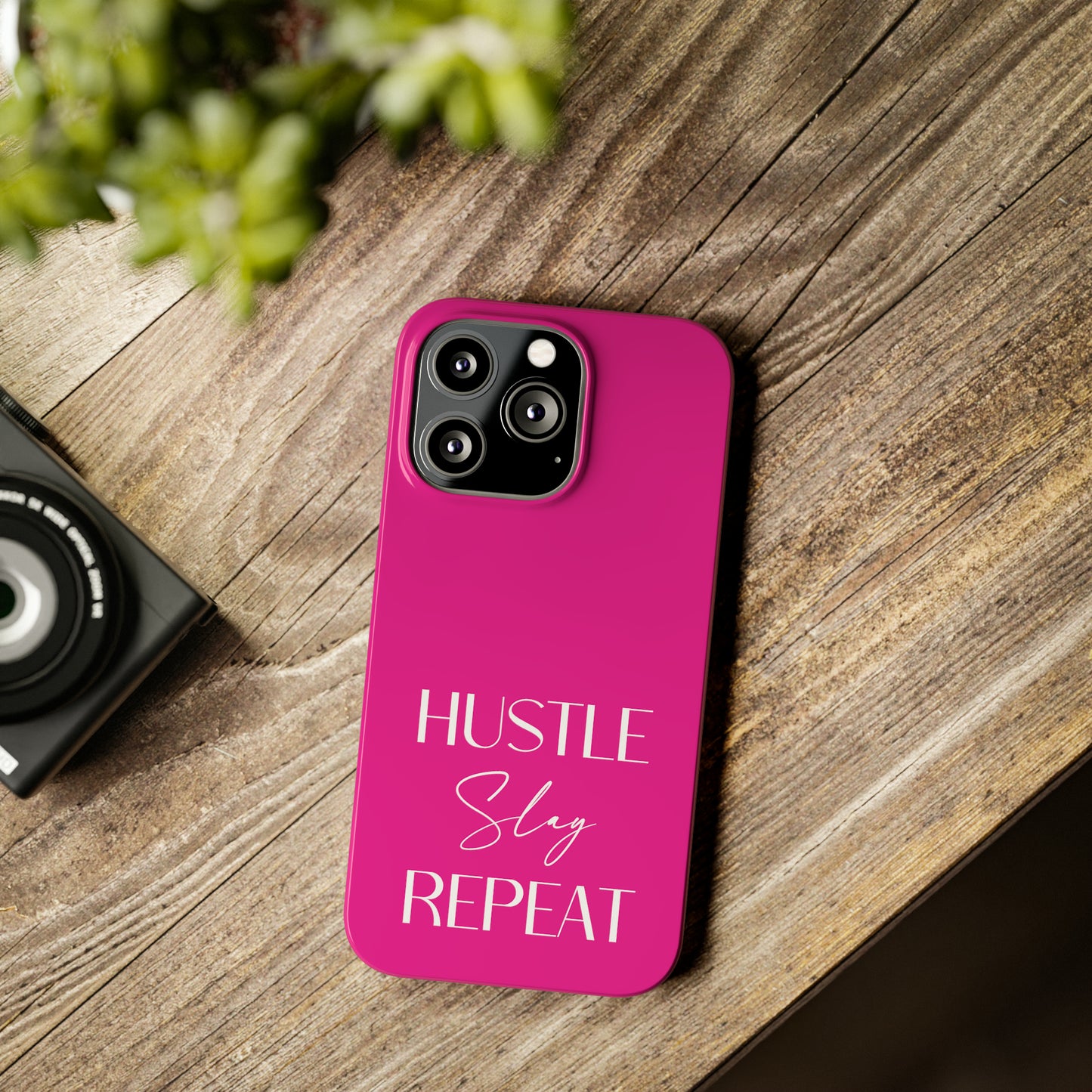 Pink - Hustle Slay Repeat Iphone 15-12 Slim Phone Case