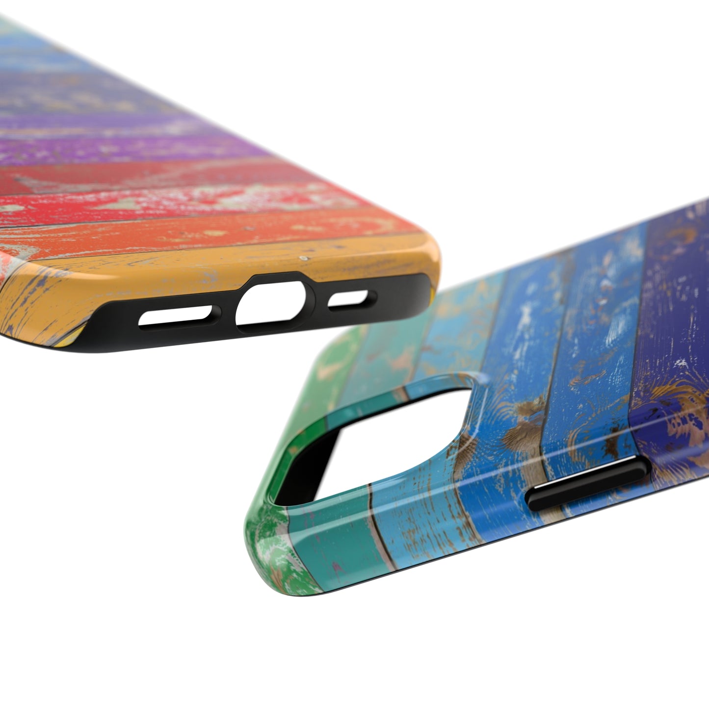 Rainbow Wood Planks Iphone Tough Phone Case