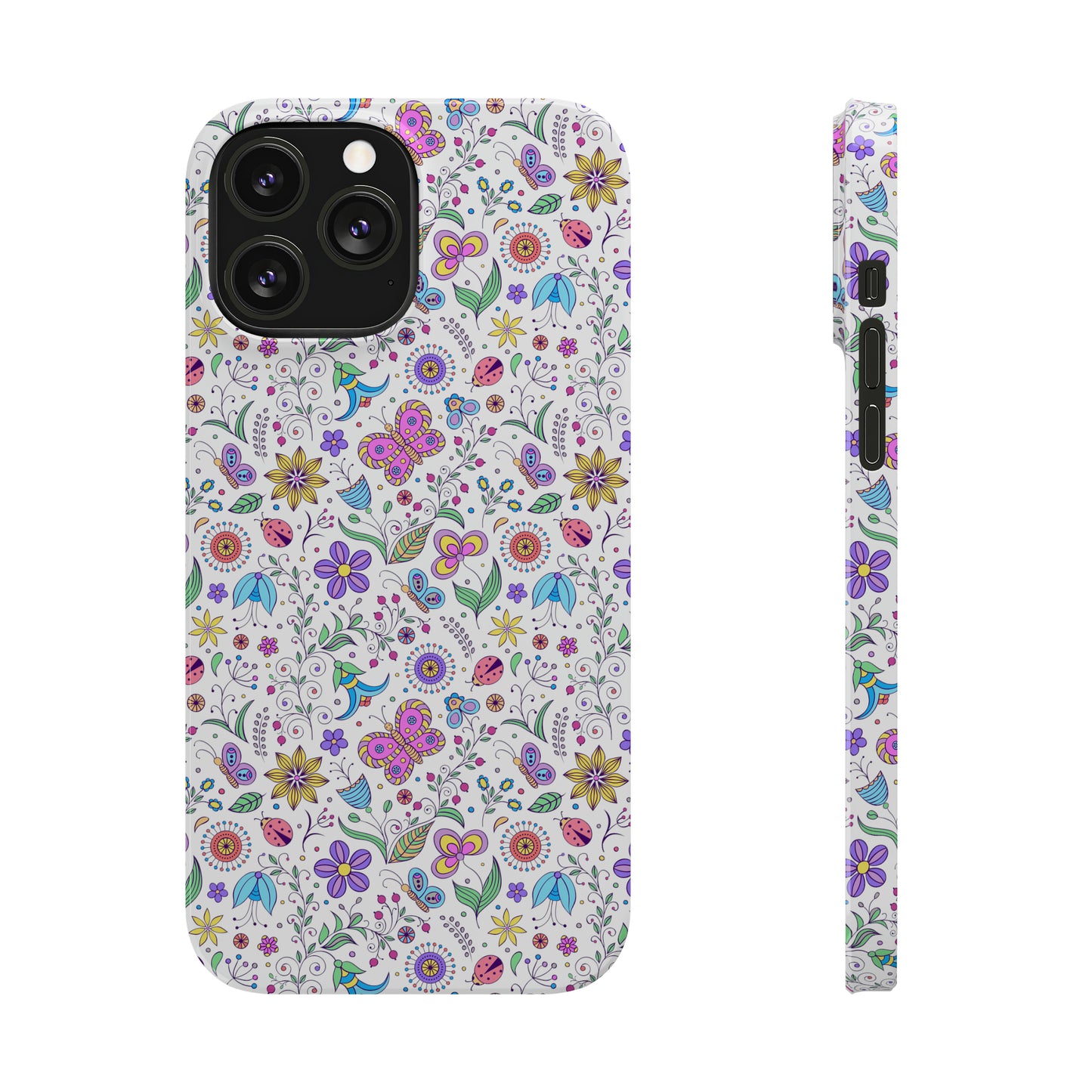 Butterflies and Flowers Iphone 15-12 Slim Phone Case